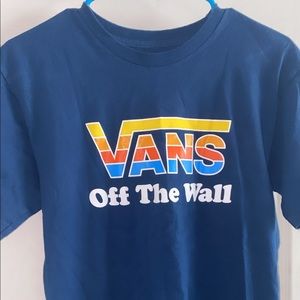 Small Navy Blue/Multi colored Boys Vans off the wall T-shirt